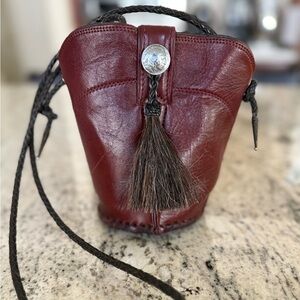 Vintage Cowboy Boot Purse Indian Head Nickel Horsehair Tassel Silver Americana
